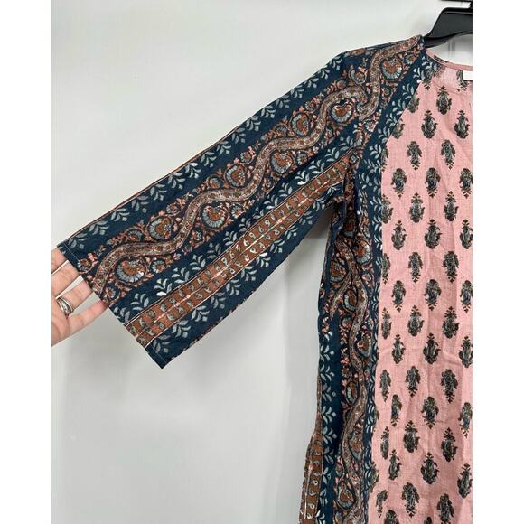J. Jill linen cotton blend Folkloric Stamped Paisley tunic Size SP - Picture 4 of 8